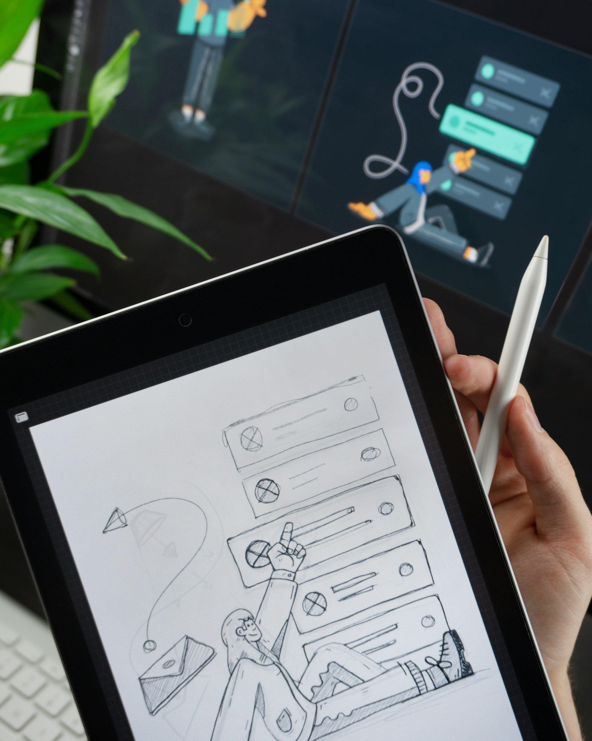 concept art next to the finished digital design
