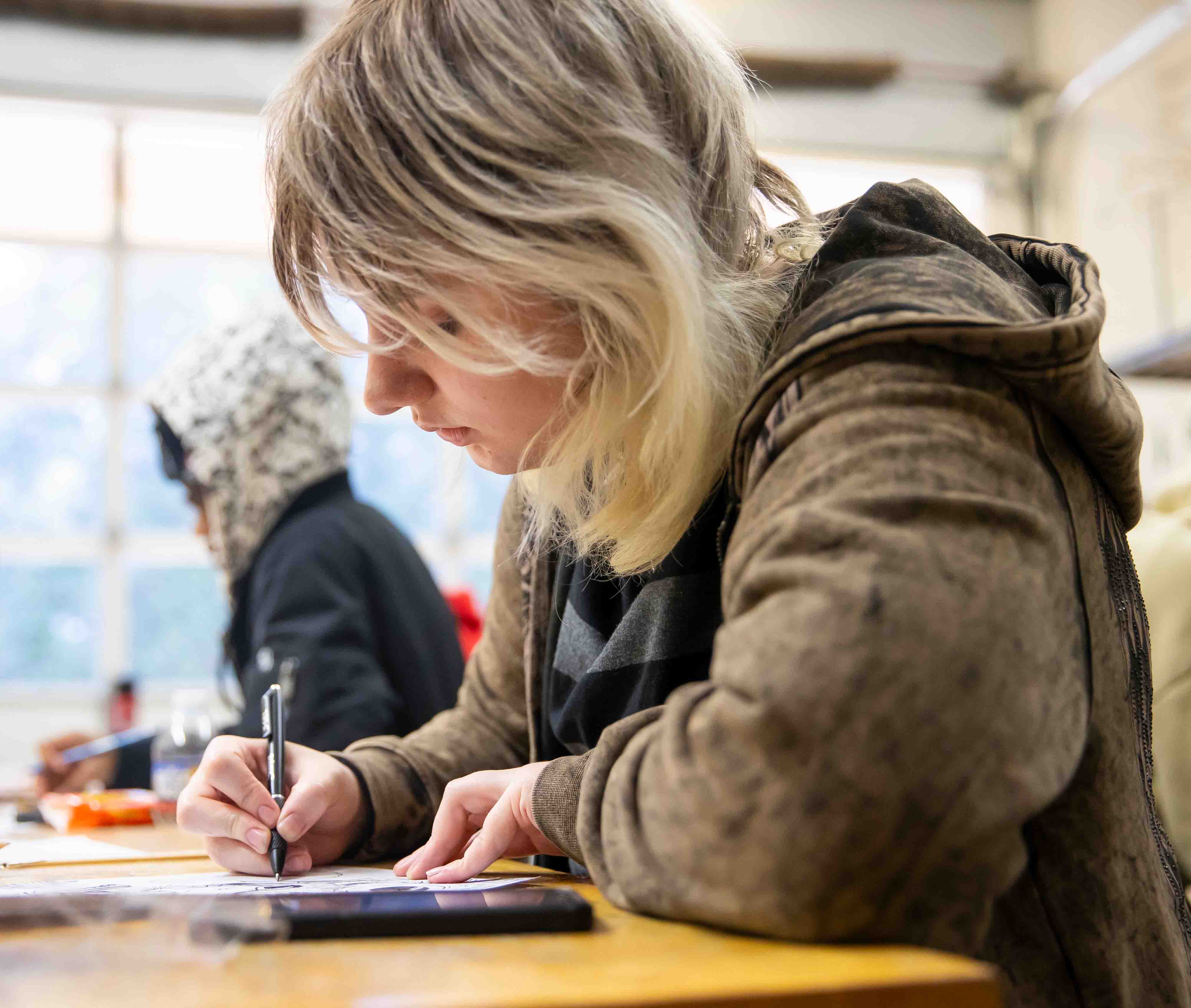 art student sketching