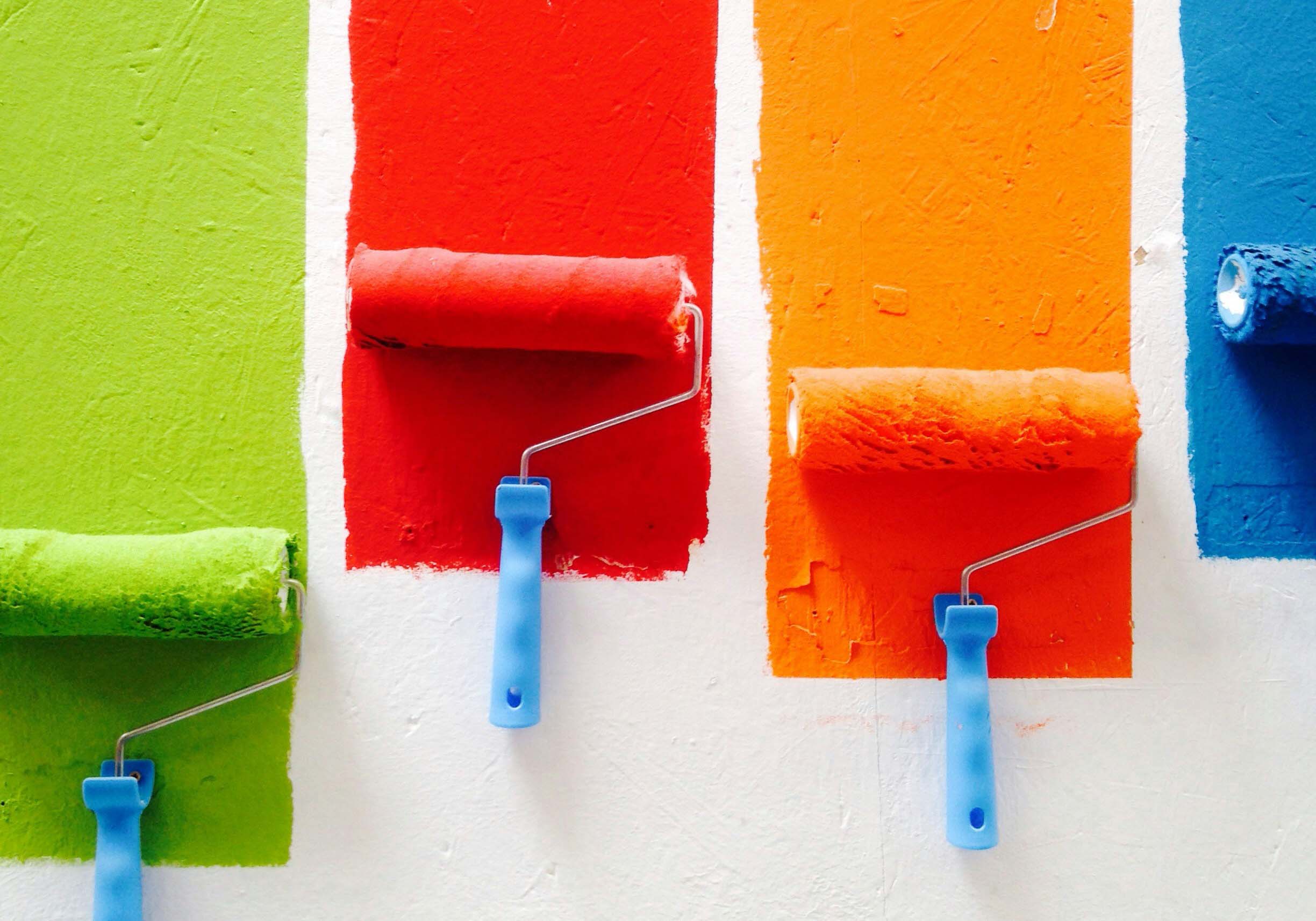 streak of paint in the color of green, red, orange, and blue