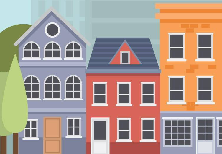 houses on a city street illustration