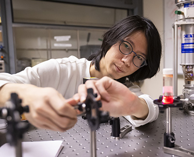 student in materials science lab