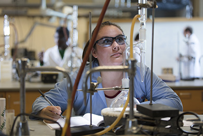 student in lab