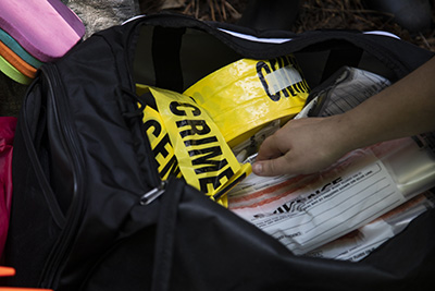 crime scene tape in bag