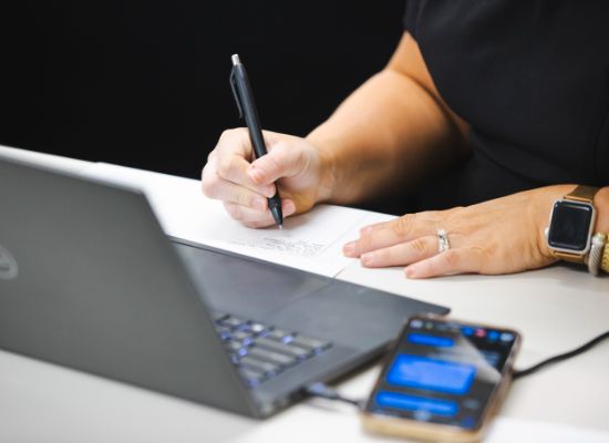 adult learner taking online career training