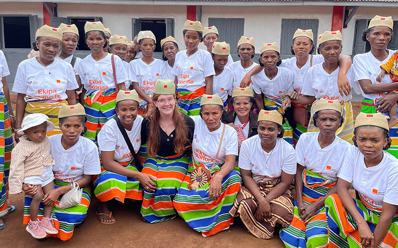 UWG alumna and Peace Corps volunteer Mackenzie Hafer with community members in Madagascar