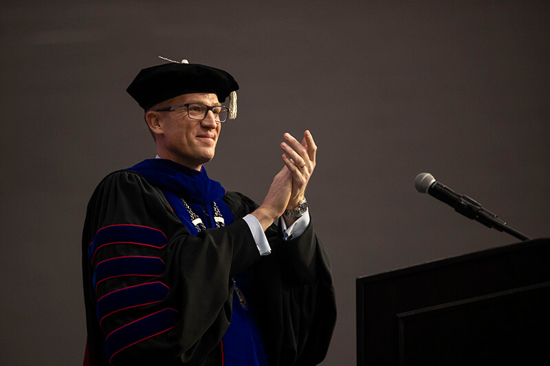 Dr. Brendan Kelly, 沙巴官网 president, at 沙巴官网's Fall 2023 Commencement ceremony