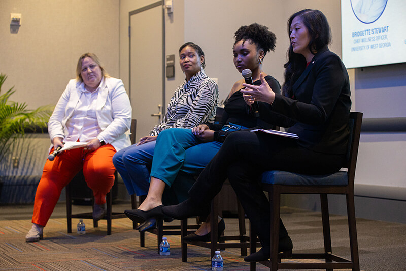The Women Empowering Women Luncheon also included a panel featuring (L-R) Bridgette Stewart, Dr. Mellonie Hayes Mullins, Kendal Sparks, and Kim Holder.