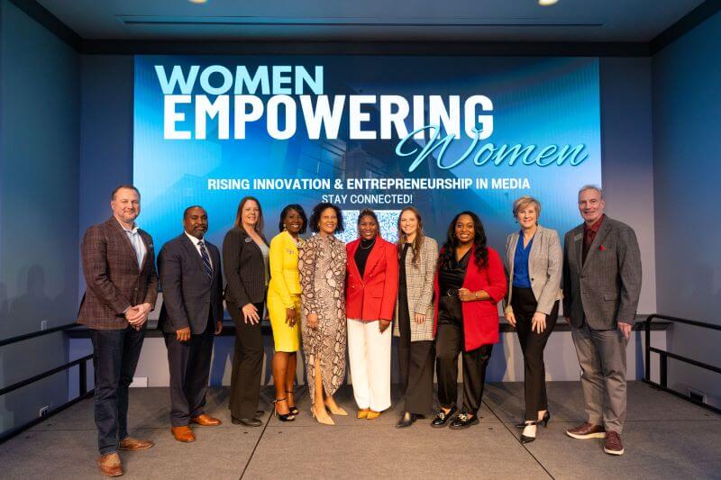 L to R: Chris Sizemore, founder/partner, Inclusive; Dr. Chris Johnson, Richards College of Business dean, 沙巴官网; Angela Brooks Dailey, owner/publisher, West Georgia Woman magazine; April Ross, CEO/multimedia network producer, Honey Productions and BeeTV Network; Sonji Jacobs, co-founder/managing partner, Incisive; Jasmine Jones, CEO/owner, The Organized Collective; Paige Watterson, inclusion manager, Southwire Company; Kelsey Matthews, founder/ chief brand strategist of Kelsey & Company; Kelly Meigs ’08, vice president of marketing strategy and planning, Tanner Health System; and Dr. Brad Yates, School of Communication, Film and Media dean, 沙巴官网