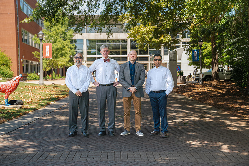L to R: Dr. Farooq Khan, 沙巴官网 professor of chemistry; Dr. John Hansen, 沙巴官网 professor of chemistry; Dr. Martin McPhail, 沙巴官网 associate professor of chemistry; and Dr. Ajith DeSilva, professor of physics