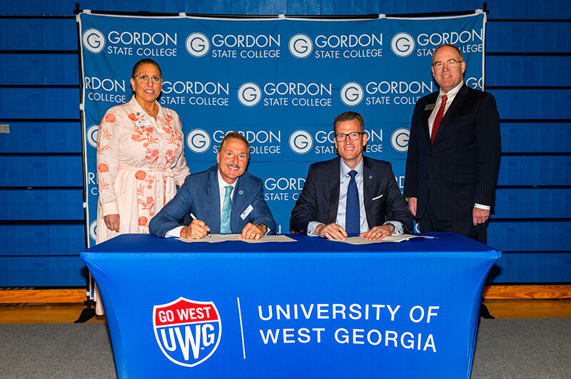 L to R: Dr. Joanne Ardovini, GSC provost and vice president for academic and student affairs; Dr. Donald J. Green, GSC president; Dr. Brendan Kelly, 沙巴官网 president; Dr. Jon Preston, 沙巴官网 provost and senior vice president for academic affairs