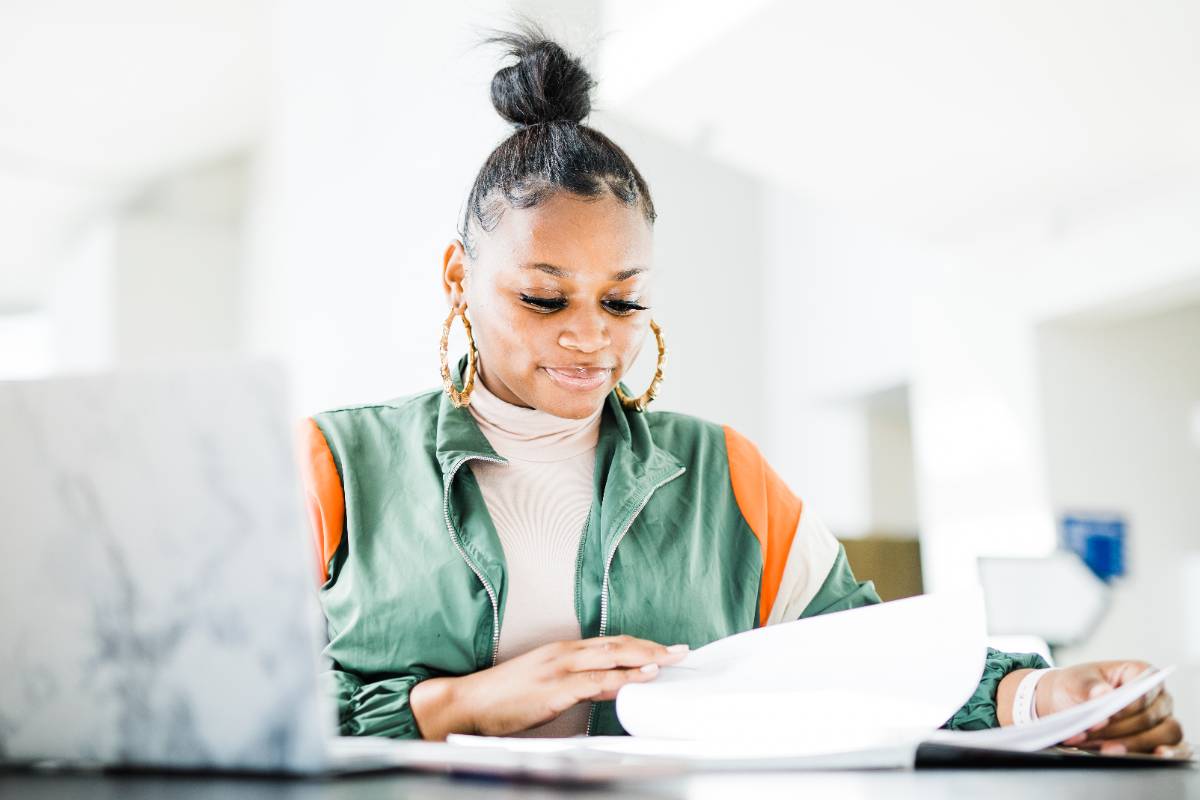 Student studying