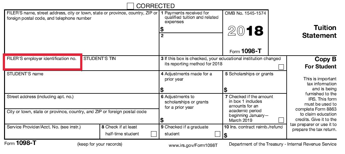 1098-T Filer's federal identification number