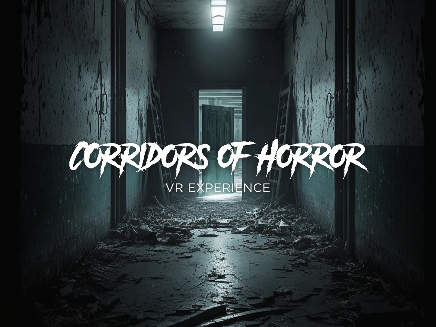 Corridors of Horror game showing scary abandoned hallway.